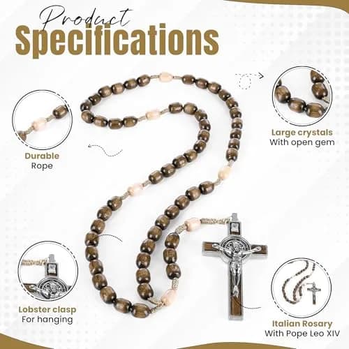 SANCTUM VERITAS Catholic Rosary Necklace | Large Italian Prayer Beads Gift 21.5 cm (8.5 inches) thumbnail 4