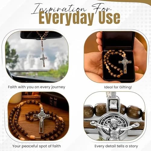 SANCTUM VERITAS Catholic Rosary Necklace | Large Italian Prayer Beads Gift 21.5 cm (8.5 inches) thumbnail 5