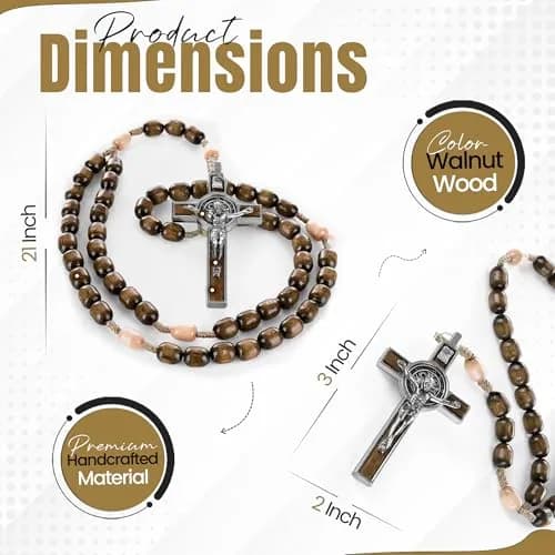 SANCTUM VERITAS Catholic Rosary Necklace | Large Italian Prayer Beads Gift 21.5 cm (8.5 inches) thumbnail 2