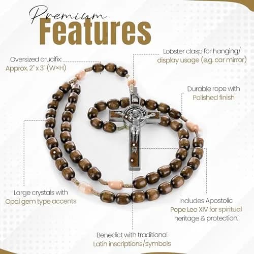 SANCTUM VERITAS Catholic Rosary Necklace | Large Italian Prayer Beads Gift 21.5 cm (8.5 inches) thumbnail 3
