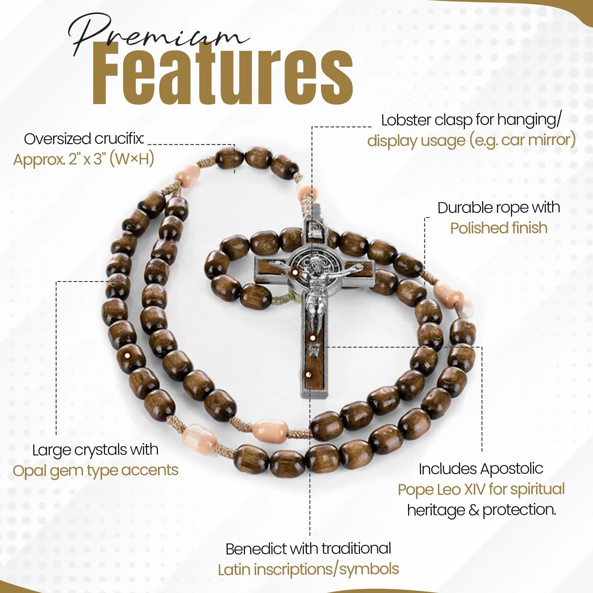 SANCTUM VERITAS Catholic Rosary Necklace | Large Italian Prayer Beads Gift 21.5 cm (8.5 inches) - view 3