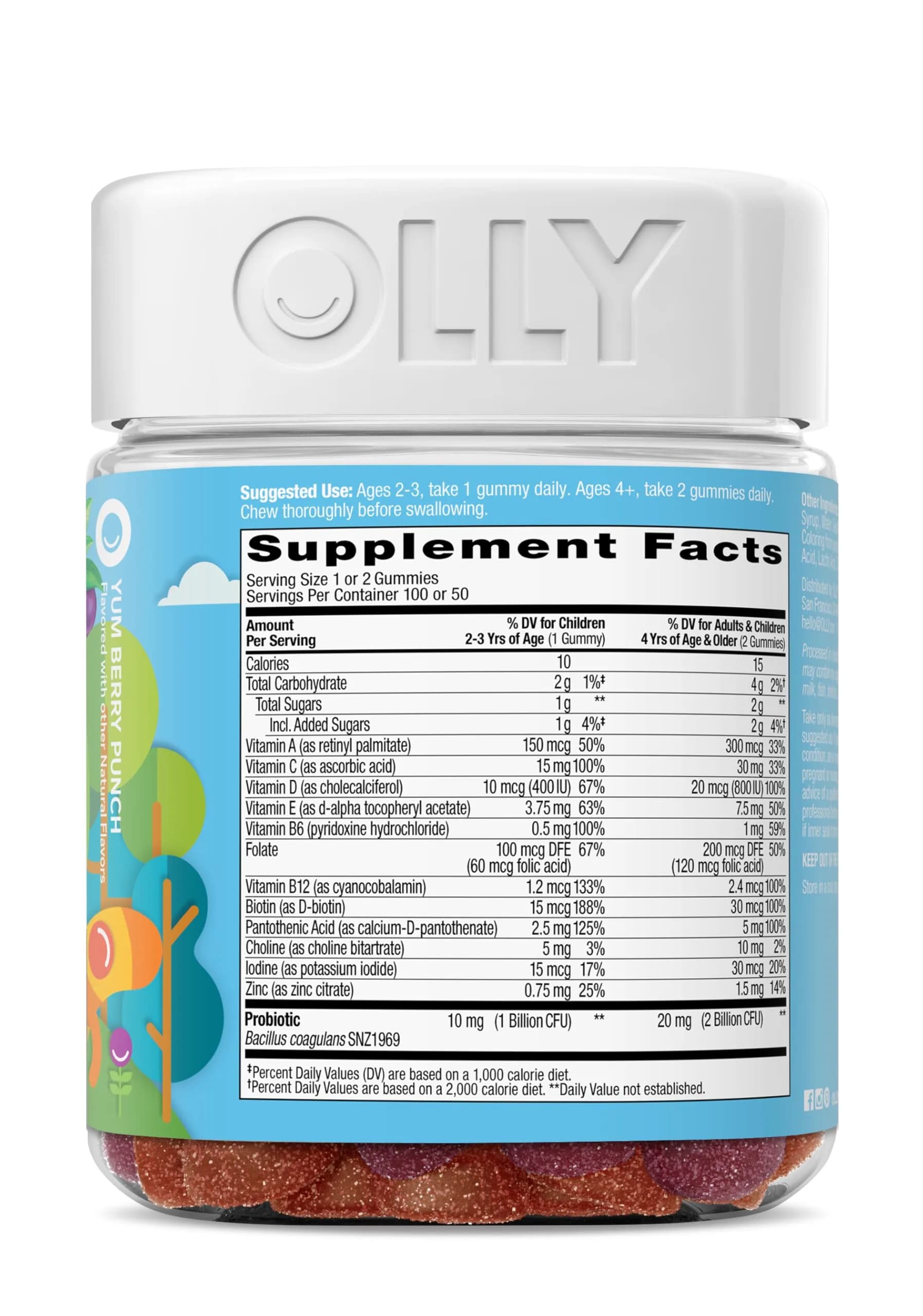 OLLY Kids Multivitamin & Probiotic Gummy, Berry Flavored 100 Count | Digestive Support with Vitamins A, C, D, E, B, Zinc - view 7