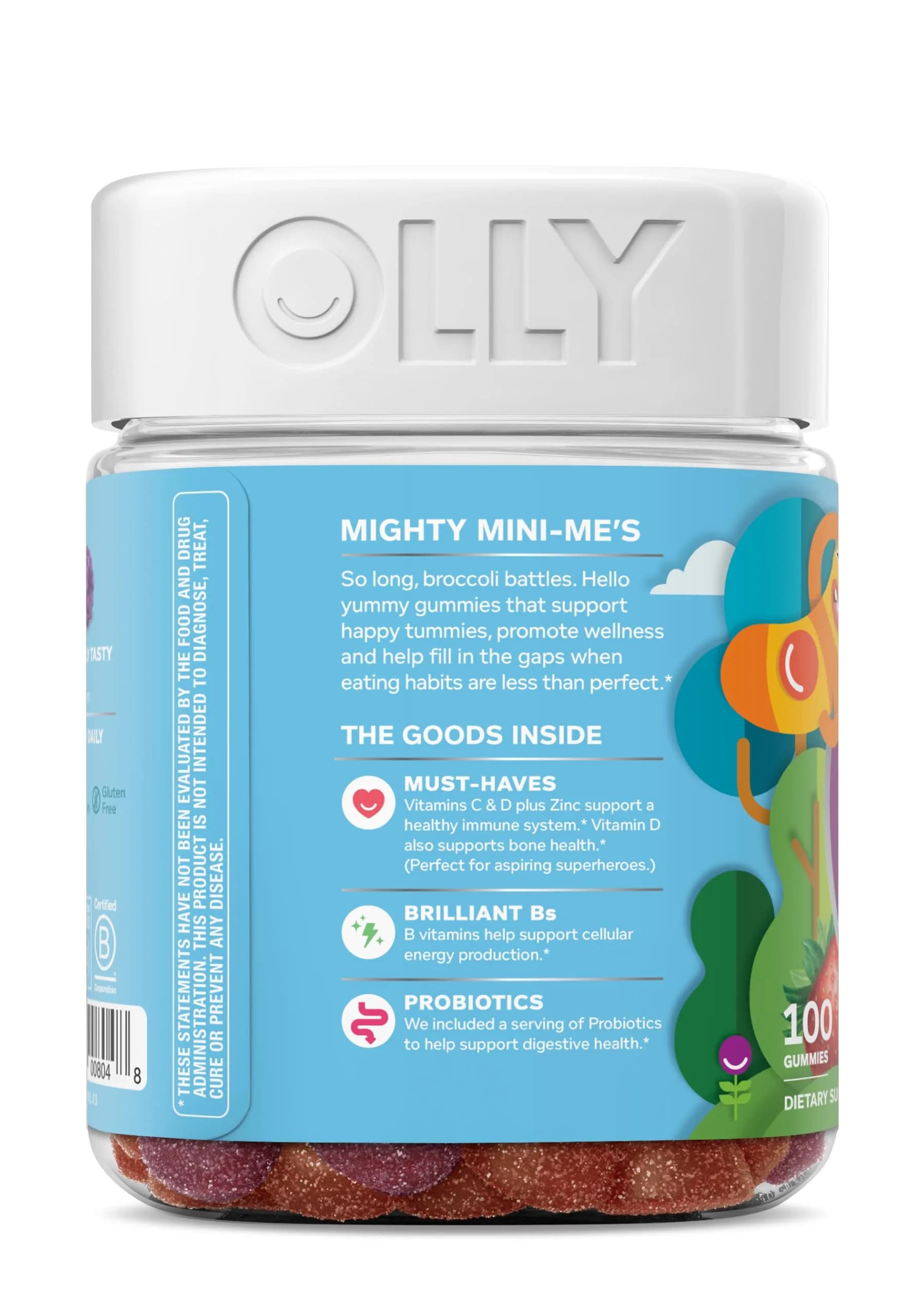 OLLY Kids Multivitamin & Probiotic Gummy, Berry Flavored 100 Count | Digestive Support with Vitamins A, C, D, E, B, Zinc - view 9