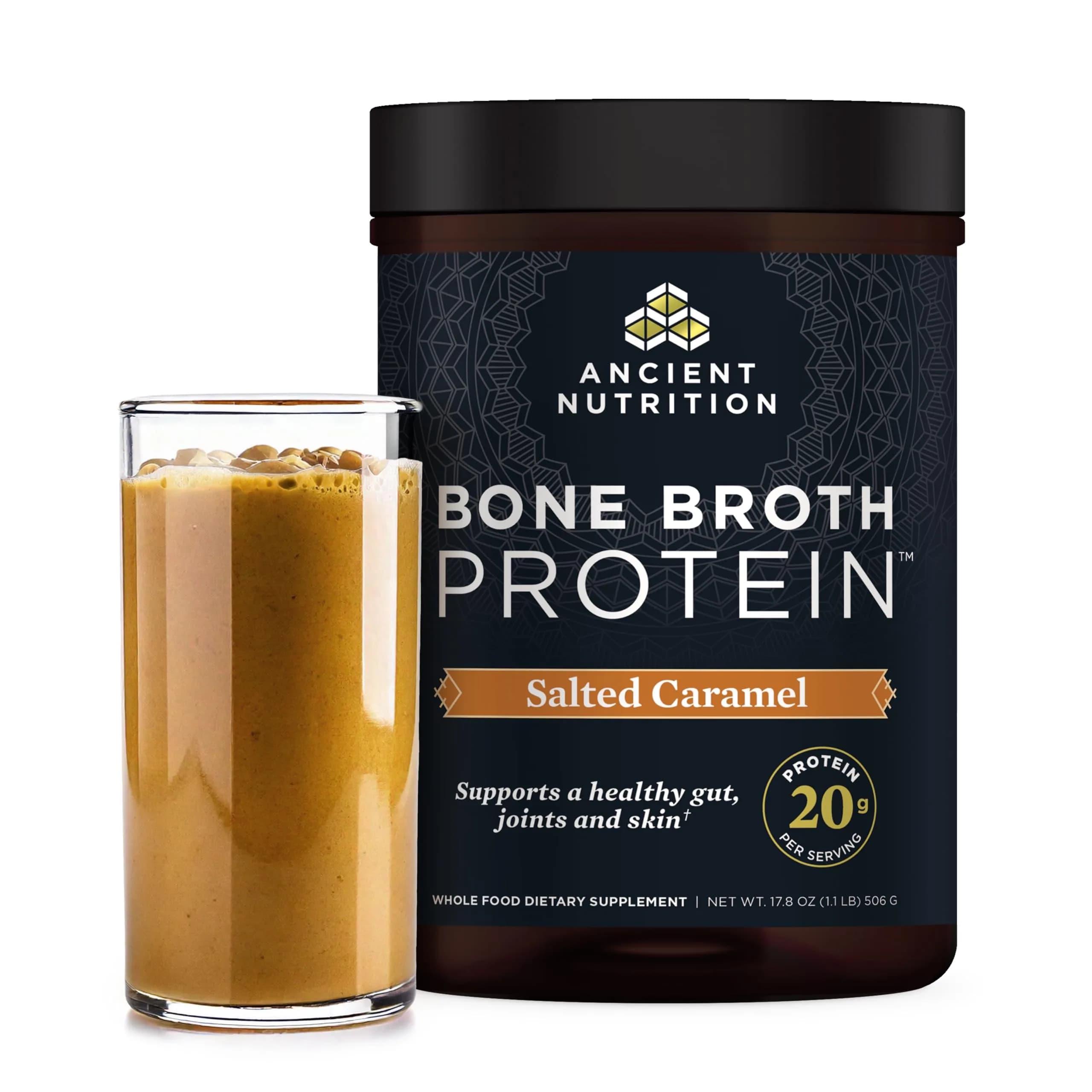 Ancient Nutrition Salted Caramel Bone Broth Protein Powder - 20 Servings - main product image