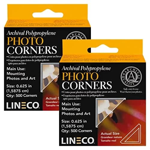 Lineco Infinity Clear Archival Photo Corners 1.58 cm (0.625 Inch) Pack of 1000 | Acid-Free Mounting for Photos & Documents thumbnail 1