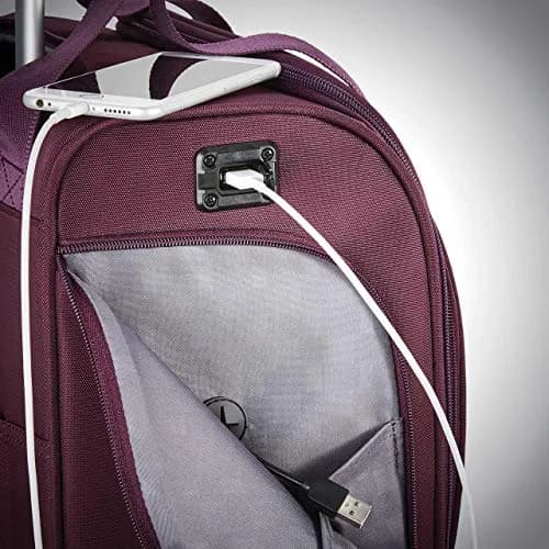 Samsonite Underseat Carry-On Spinner With USB Port, Purple, 36.2cm (14.25in) x 24.2cm (9.5in) x 43.2cm (17in) | Carry-On Luggage with USB Charging thumbnail 5