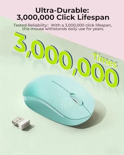 seenda Wireless Mouse for Laptop, 2.4G Noiseless Computer Mouse, Mint Green | Ergonomic Design thumbnail 9