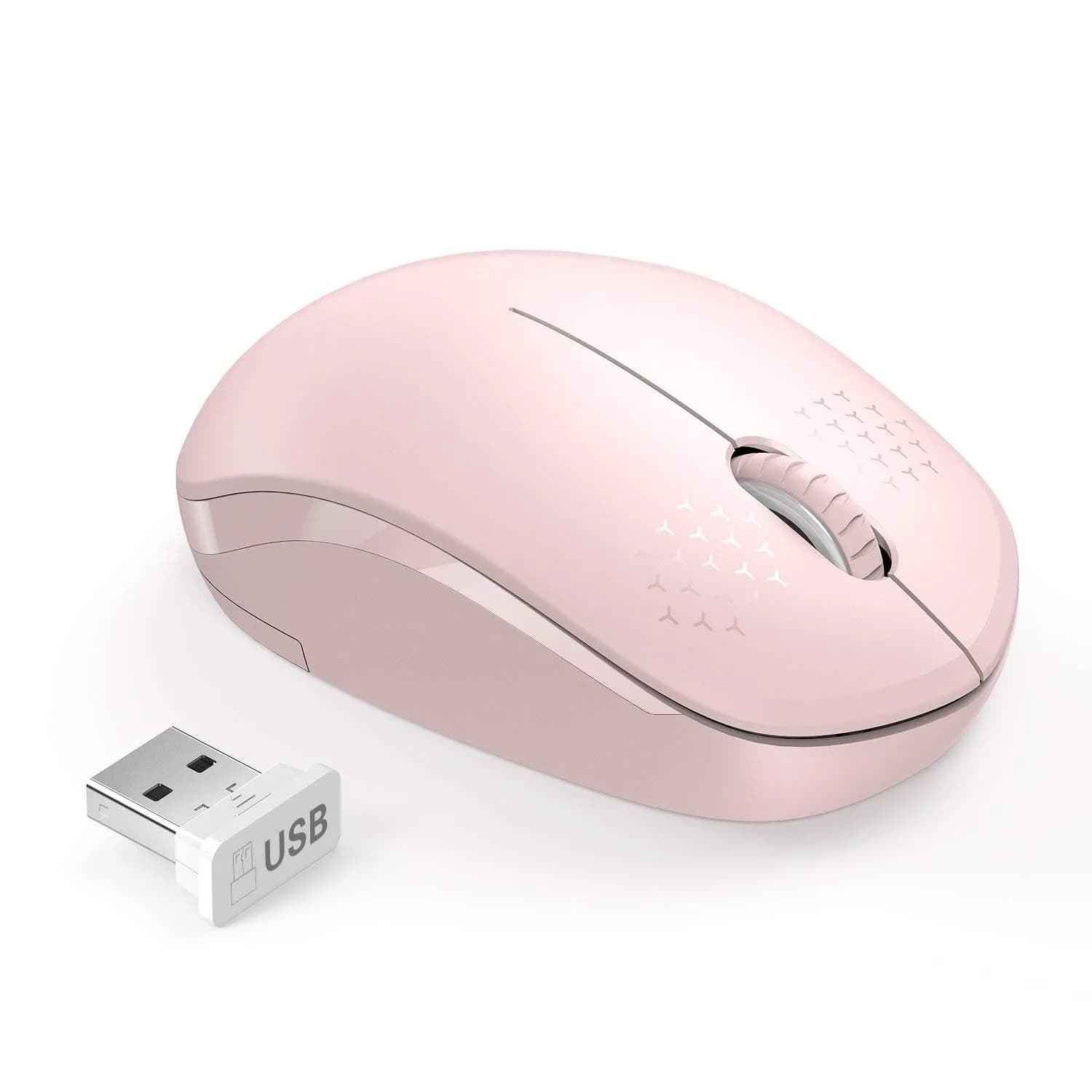 seenda Wireless Mouse for Laptop, 2.4G Noiseless Computer Mouse, Pink | Compact, Noiseless Clicks, Reliable 33ft Range — Pink