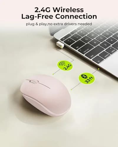seenda Wireless Mouse for Laptop, 2.4G Noiseless Computer Mouse, Pink | Compact, Noiseless Clicks, Reliable 33ft Range thumbnail 2