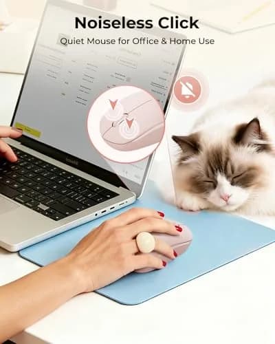 seenda Wireless Mouse for Laptop, 2.4G Noiseless Computer Mouse, Pink | Compact, Noiseless Clicks, Reliable 33ft Range thumbnail 4