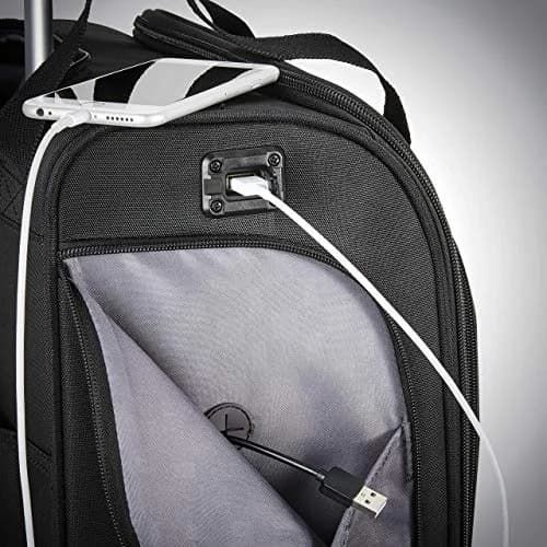 Samsonite Underseat Carry-On Spinner With USB Port, Jet Black 10.5 L (16.5 x 13.75 x 9 in) | Carry-on compliant travel spinner thumbnail 7