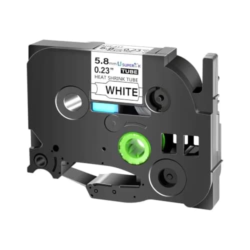 USUPERINK HSe-211 Heat Shrink Label Tape 5.8mm (0.23") Black on White | 20PK Compatible for Brother P-touch Wire Cable Label Makers thumbnail 1