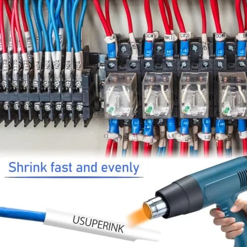 USUPERINK HSe-221 Heat Shrink Tube Label Tape 8.8mm Black on White (2-Pack, 1.5m Each) | Compatible with Brother P-touch Label Makers thumbnail 6