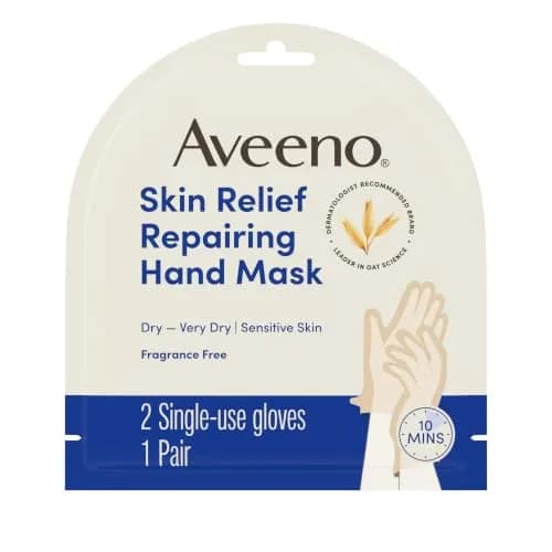 Aveeno Skin Relief Repairing Hand Mask, Fragrance-Free, 1 Pair | Clinically Proven 72-Hour Moisture for Very Dry Hands thumbnail 1