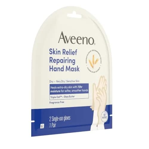 Aveeno Skin Relief Repairing Hand Mask, Fragrance-Free, 1 Pair | Clinically Proven 72-Hour Moisture for Very Dry Hands thumbnail 5