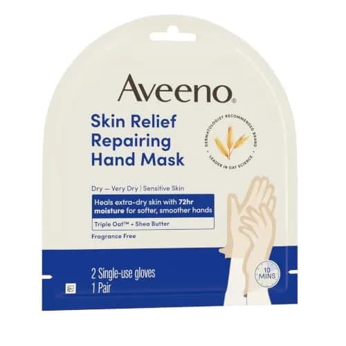 Aveeno Skin Relief Repairing Hand Mask, Fragrance-Free, 1 Pair | Clinically Proven 72-Hour Moisture for Very Dry Hands thumbnail 8