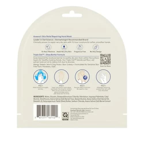 Aveeno Skin Relief Repairing Hand Mask, Fragrance-Free, 1 Pair | Clinically Proven 72-Hour Moisture for Very Dry Hands thumbnail 9