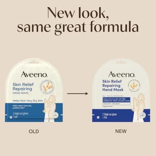 Aveeno Skin Relief Repairing Hand Mask, Fragrance-Free, 1 Pair | Clinically Proven 72-Hour Moisture for Very Dry Hands thumbnail 2