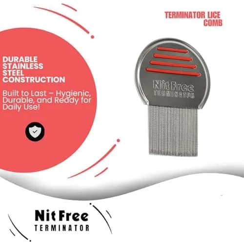 Nit Free Terminator Head Lice Comb - 24 Pack | Stainless Steel, Micro-Grooved Teeth, Anti-Slip Handle thumbnail 4