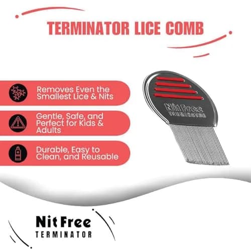 Nit Free Terminator Head Lice Comb - 24 Pack | Stainless Steel, Micro-Grooved Teeth, Anti-Slip Handle thumbnail 2