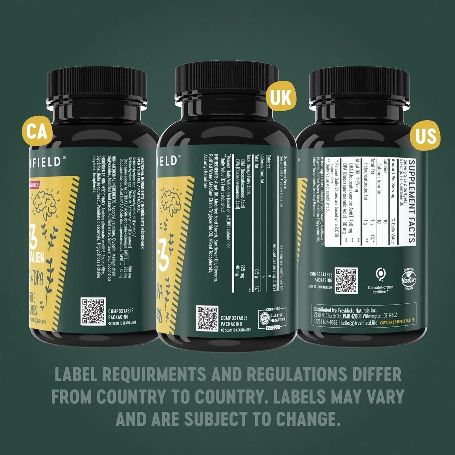 Freshfield Vegan Omega 3 Algae Oil Softgels 60 Count (1800 mg DHA/DPA) | Supports Heart, Brain, Joint Health - view 8