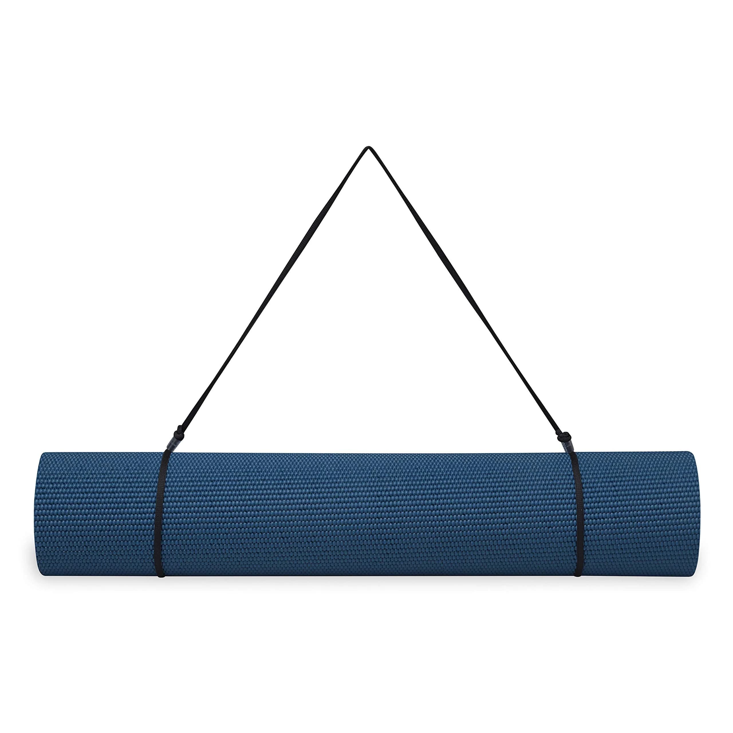 Gaiam Essentials Yoga Mat 6mm Navy | Non-Slip Texture & 1/4 Inch Cushioning with Carrying Sling - view 6