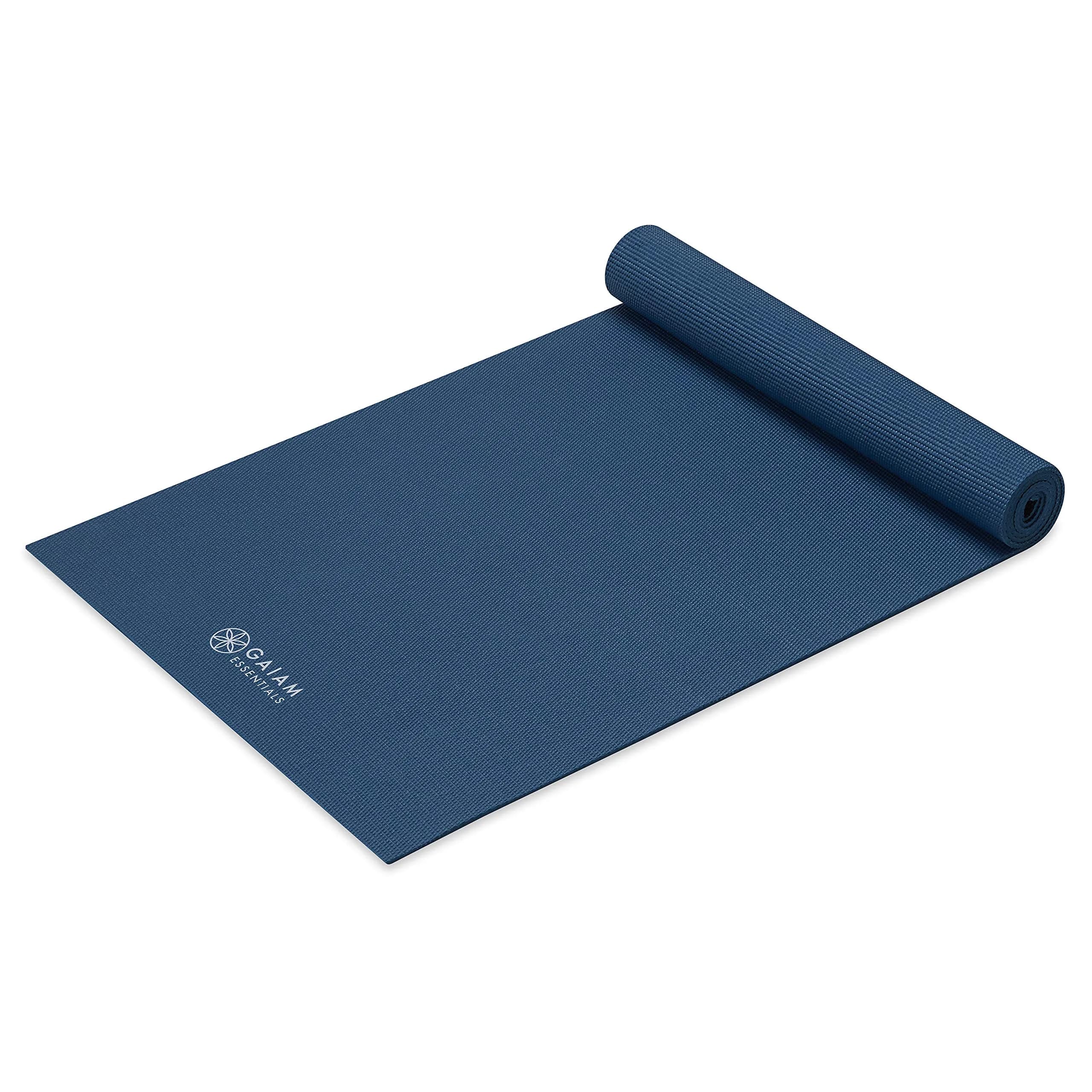 Gaiam Essentials Yoga Mat 6mm Navy | Non-Slip Texture & 1/4 Inch Cushioning with Carrying Sling - view 7