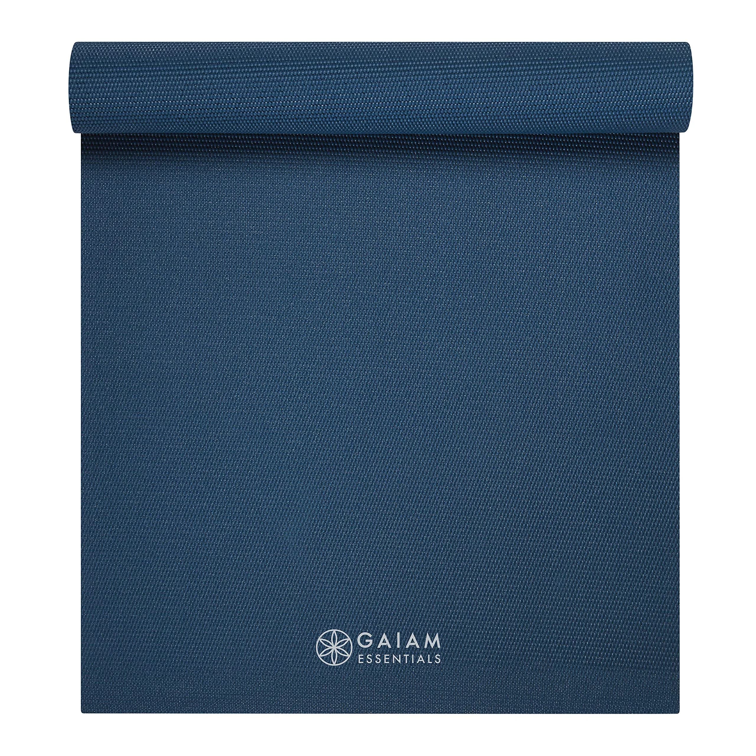 Gaiam Essentials Yoga Mat 6mm Navy | Non-Slip Texture & 1/4 Inch Cushioning with Carrying Sling - view 8