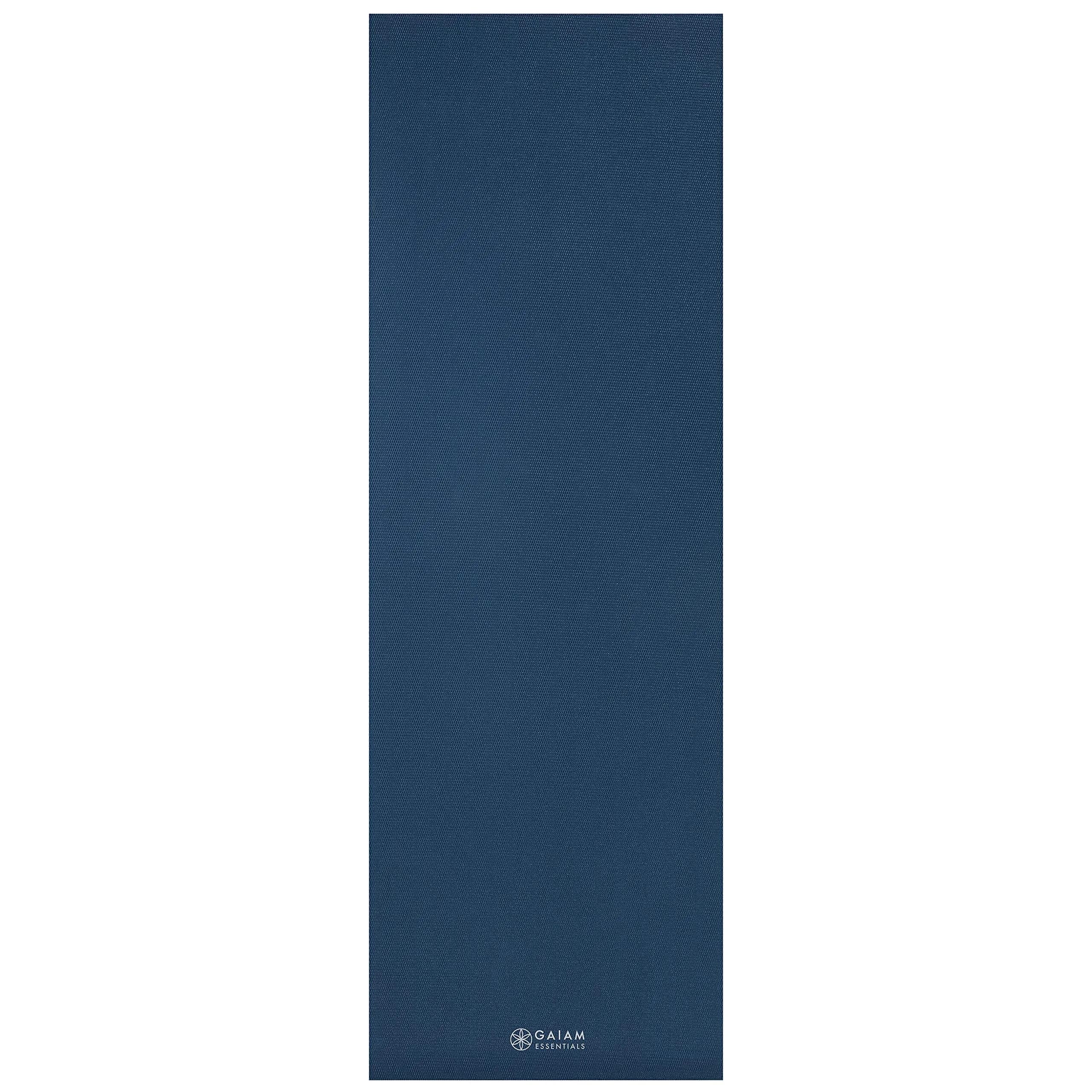 Gaiam Essentials Yoga Mat 6mm Navy | Non-Slip Texture & 1/4 Inch Cushioning with Carrying Sling - view 9