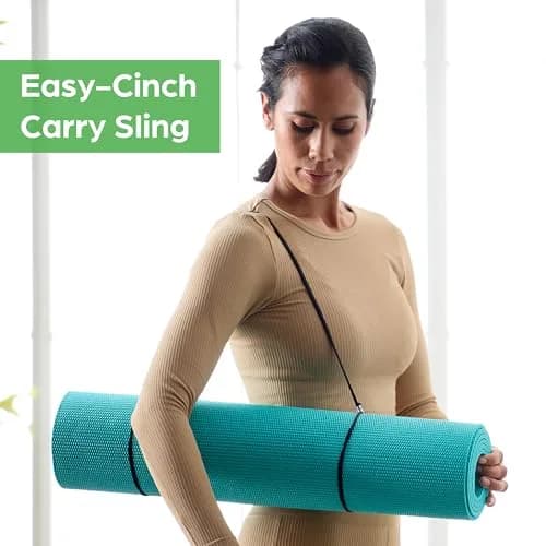 Gaiam Essentials Yoga Mat 6mm Navy | Non-Slip Texture & 1/4 Inch Cushioning with Carrying Sling thumbnail 2