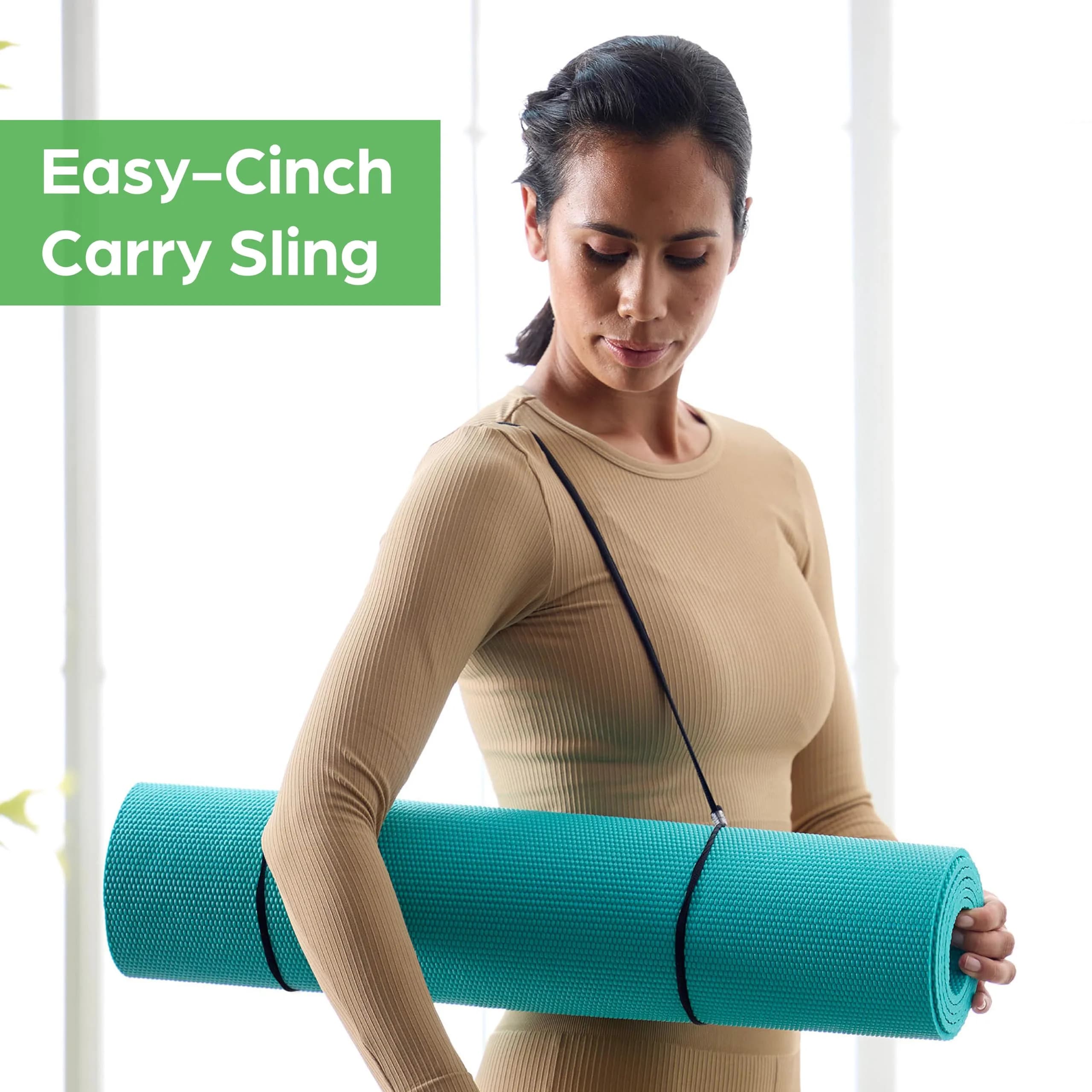 Gaiam Essentials Yoga Mat 6mm (24"x72") with Carrying Sling | Non-Slip Green Exercise Mat - view 2