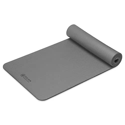 Gaiam Essentials Thick Yoga Mat 10mm (2/5 Inch) Grey | Non-Slip NBR Foam Exercise Mat with Carrier Strap thumbnail 7