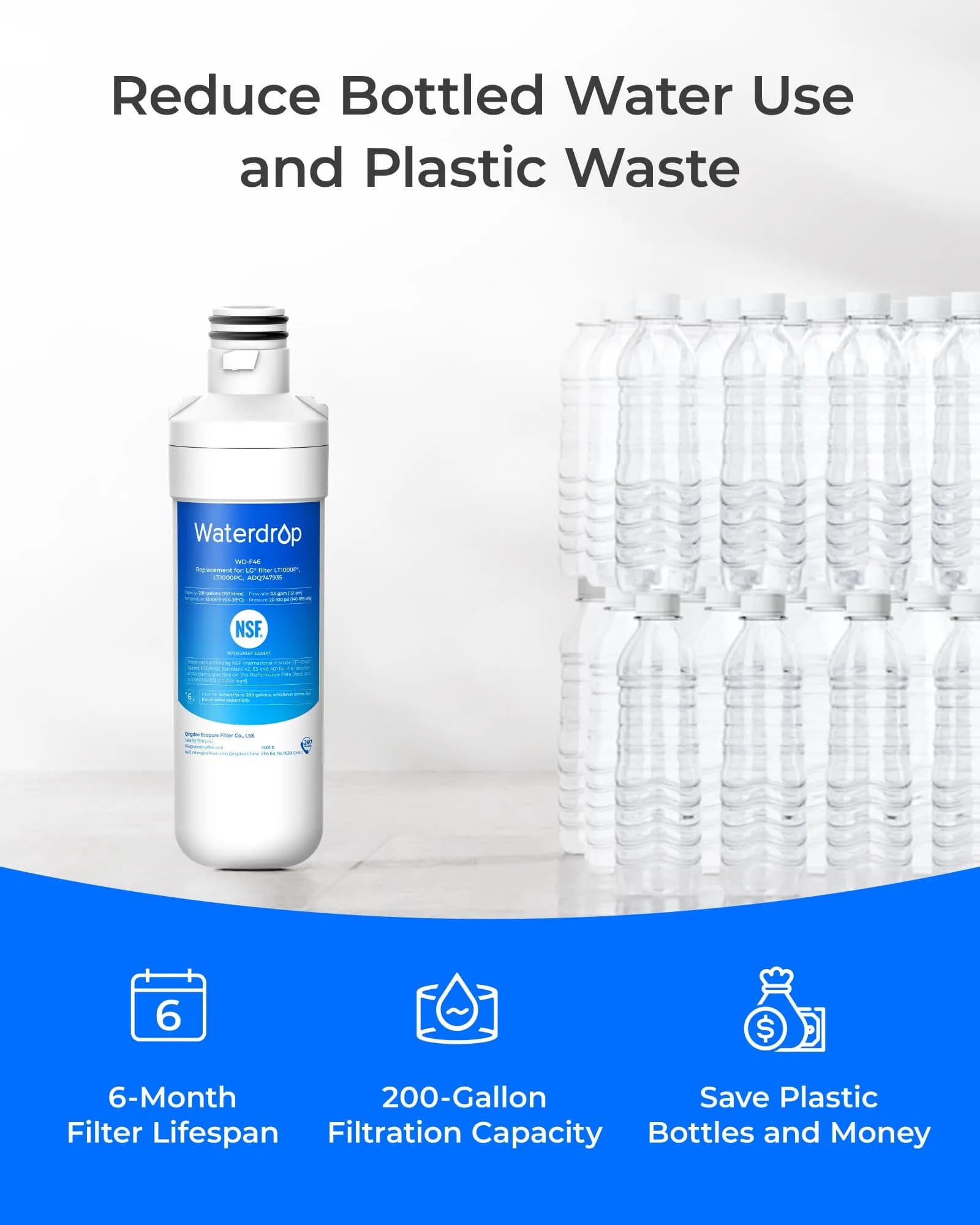Waterdrop ADQ747935 Refrigerator Water Filter and Air Filter 3 Combo | NSF Certified for Purity - view 8