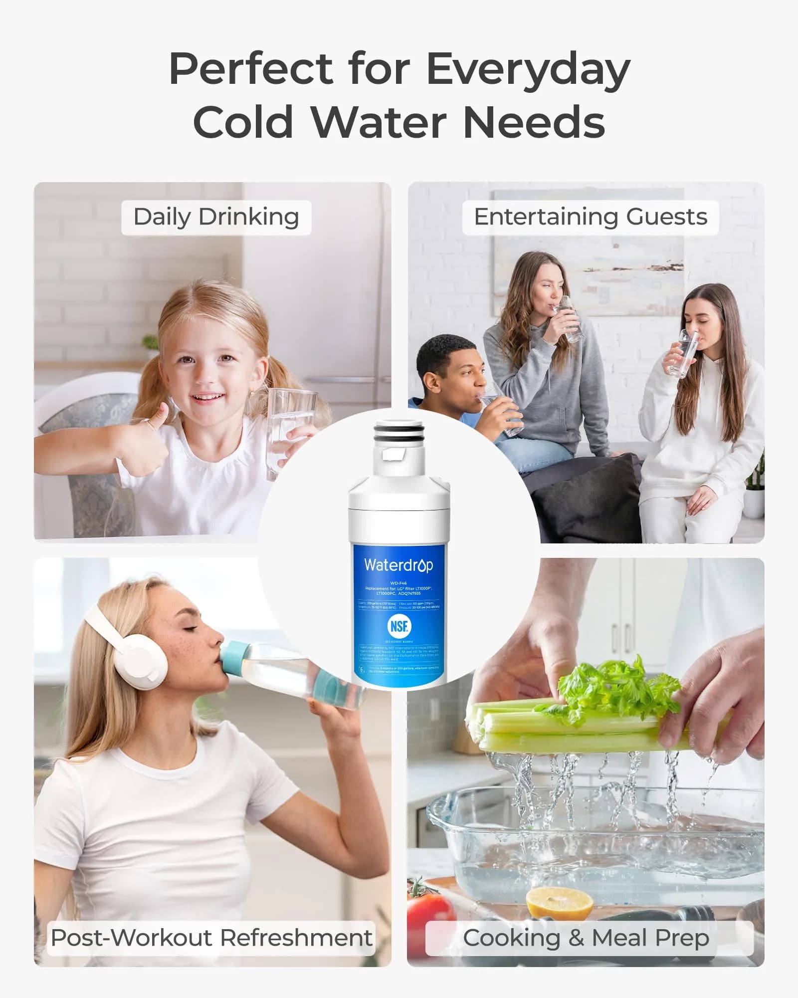 Waterdrop ADQ747935 Refrigerator Water Filter and Air Filter 3 Combo | NSF Certified for Purity - view 9