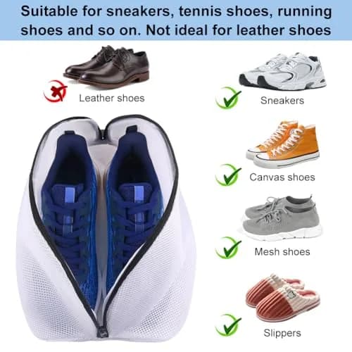 Vivifying Mesh Shoe Washing Bags with Zip Closure, Set of 3 (40 x 24 x 24cm) | Protects Shoes & Delicates in Wash thumbnail 4