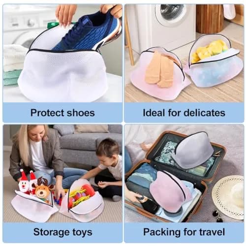 Vivifying Mesh Shoe Washing Bags with Zip Closure, Set of 3 (40 x 24 x 24cm) | Protects Shoes & Delicates in Wash thumbnail 6