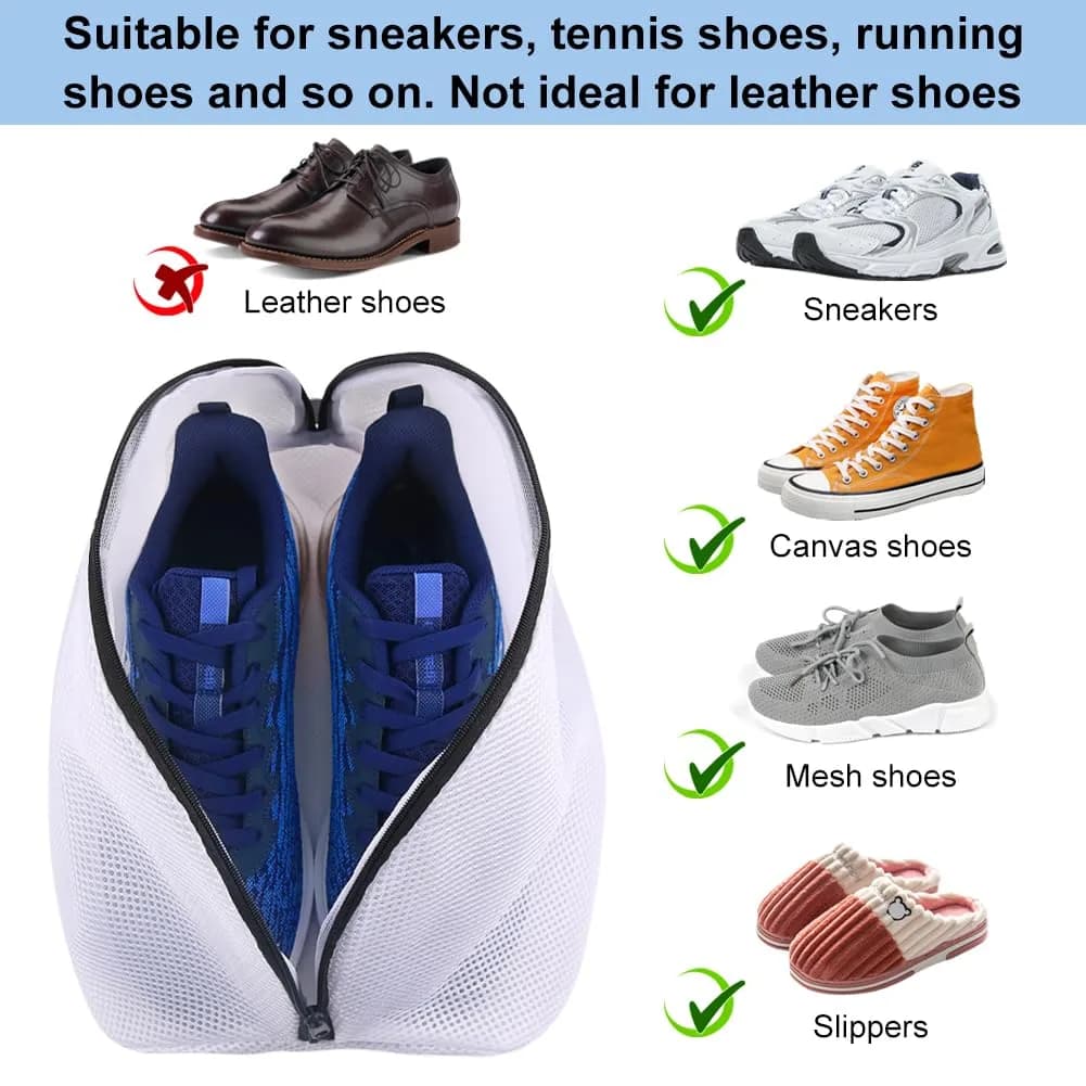 Vivifying Mesh Shoe Washing Bags with Zip Closure, Set of 3 (40 x 24 x 24cm) | Protects Shoes & Delicates in Wash - view 4