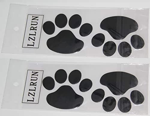 LZLRUN Black 3D Chrome Dog Paw Footprint Decal Sticker 4-Pack | Waterproof Vinyl for Cars thumbnail 4
