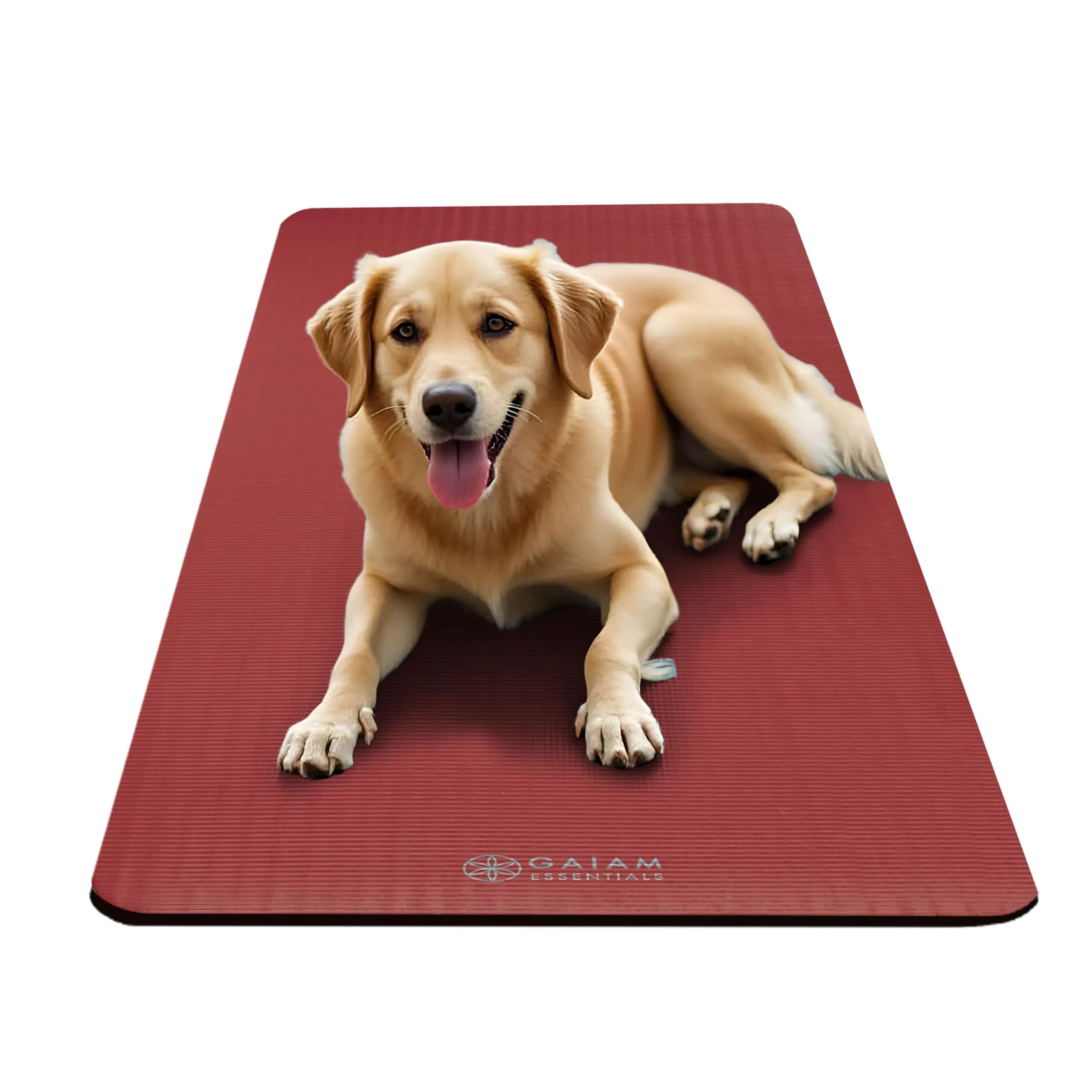 Gaiam Essentials Thick Yoga Mat with Easy-Cinch Strap (Red, 10mm / 0.39 Inch) | Extra-Thick Cushioning for Joint Comfort - view 6
