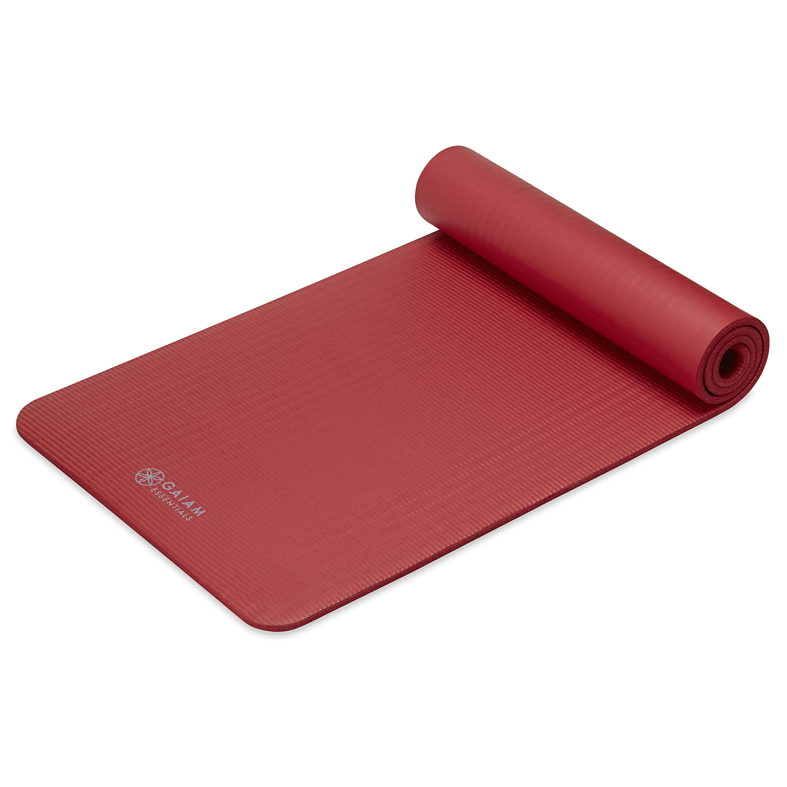 Gaiam Essentials Thick Yoga Mat with Easy-Cinch Strap (Red, 10mm / 0.39 Inch) | Extra-Thick Cushioning for Joint Comfort - view 7