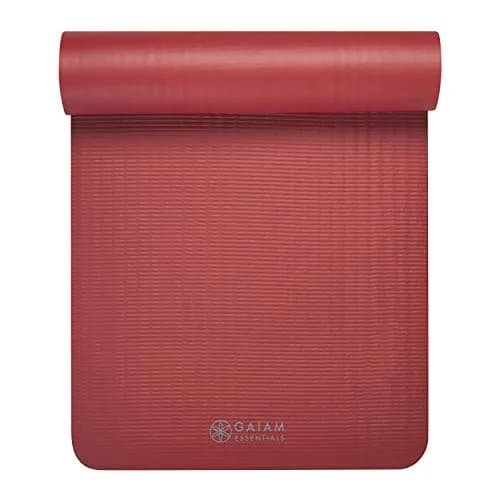 Gaiam Essentials Thick Yoga Mat with Easy-Cinch Strap (Red, 10mm / 0.39 Inch) | Extra-Thick Cushioning for Joint Comfort thumbnail 8