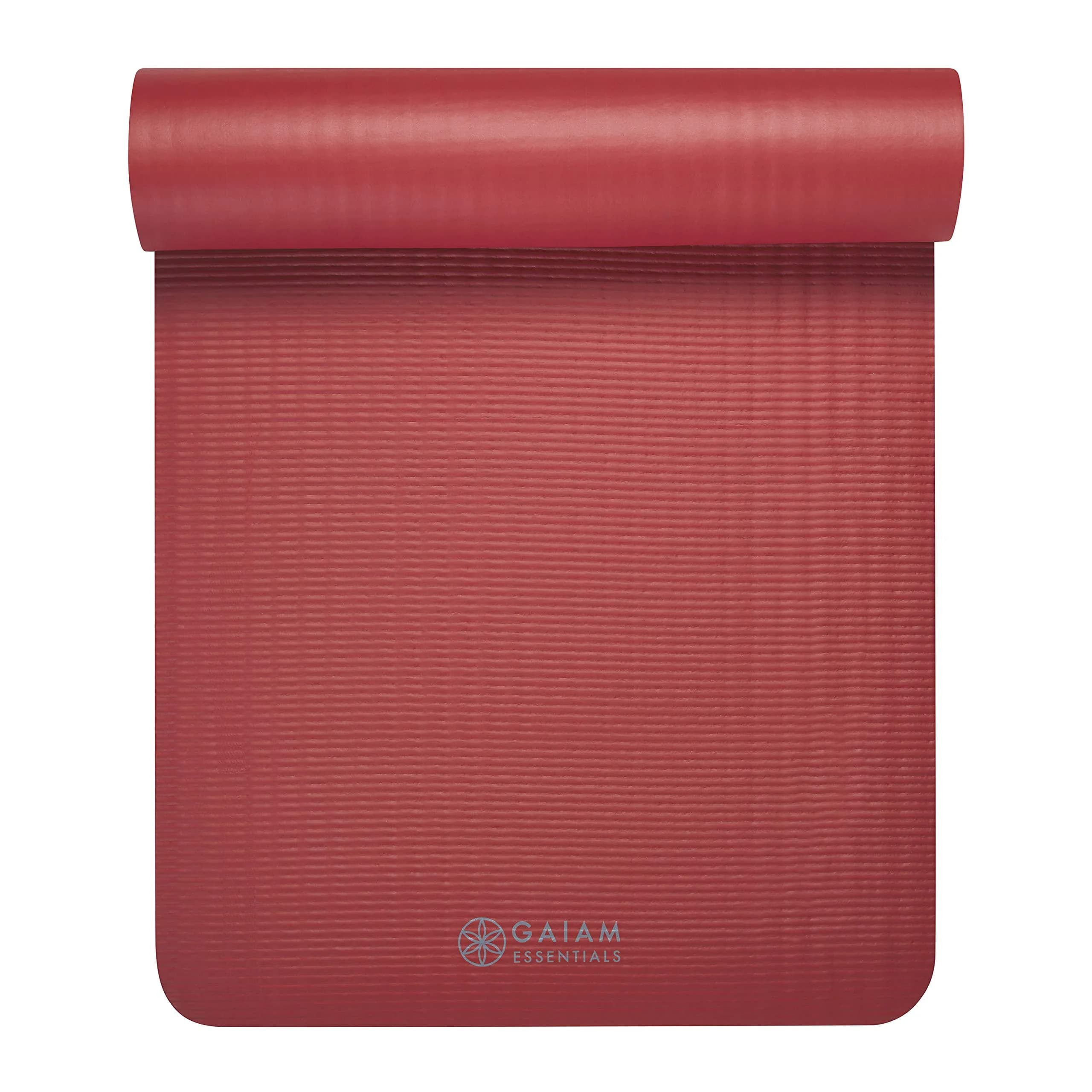 Gaiam Essentials Thick Yoga Mat with Easy-Cinch Strap (Red, 10mm / 0.39 Inch) | Extra-Thick Cushioning for Joint Comfort - view 8