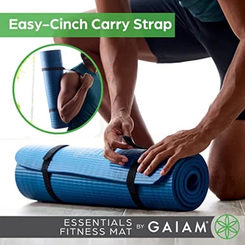 Gaiam Essentials Thick Yoga Mat with Easy-Cinch Strap (Red, 10mm / 0.39 Inch) | Extra-Thick Cushioning for Joint Comfort thumbnail 3