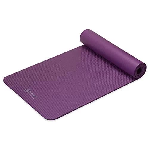 Gaiam Essentials Thick Yoga Mat 10mm (0.4 Inch) with Carrier Strap | Non-Slip Purple Exercise Mat thumbnail 7