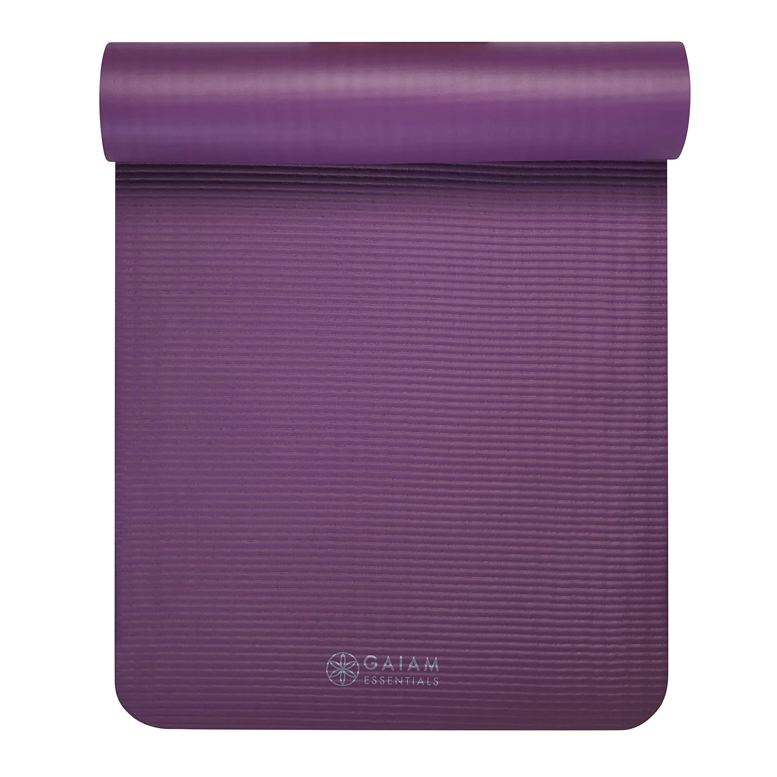 Gaiam Essentials Thick Yoga Mat 10mm (0.4 Inch) with Carrier Strap | Non-Slip Purple Exercise Mat - view 8
