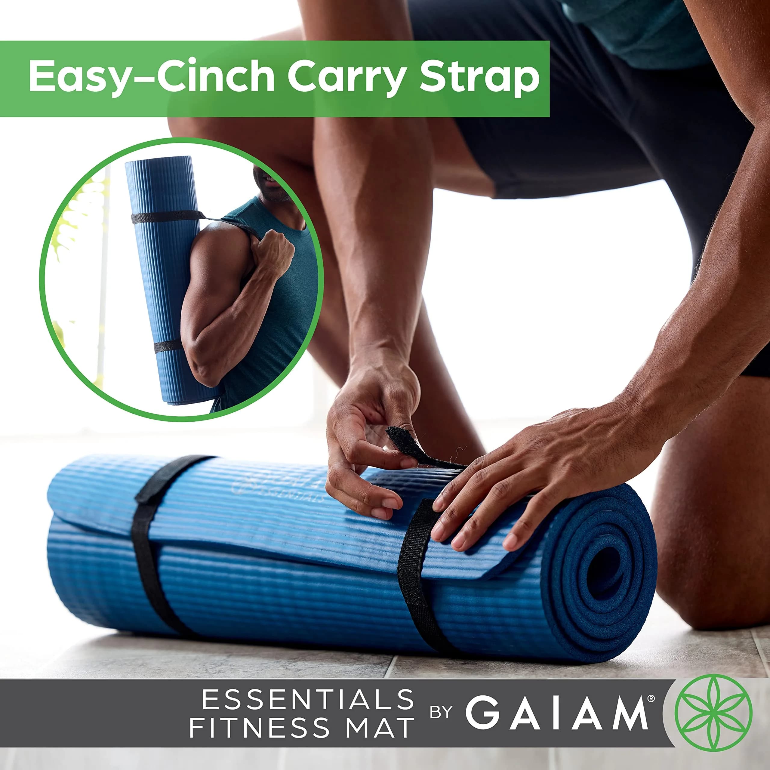 Gaiam Essentials Thick Yoga Mat 10mm (0.4 Inch) with Carrier Strap | Non-Slip Purple Exercise Mat - view 3