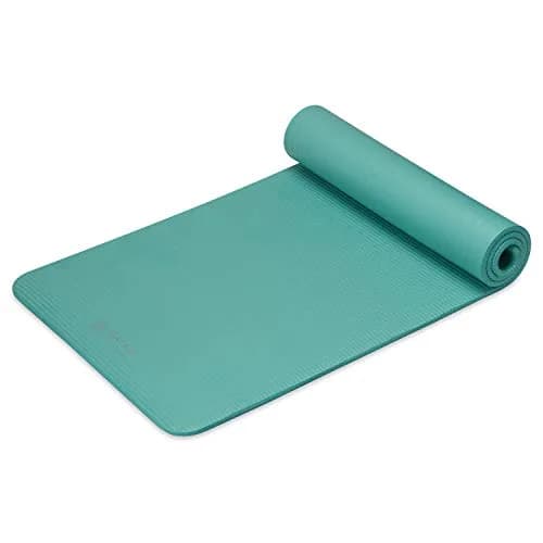 Gaiam Essentials Thick Yoga Mat with Easy-Cinch Strap (Teal, 10mm / 0.39 Inch) | Extra-Thick Cushioning for Joint Comfort thumbnail 7