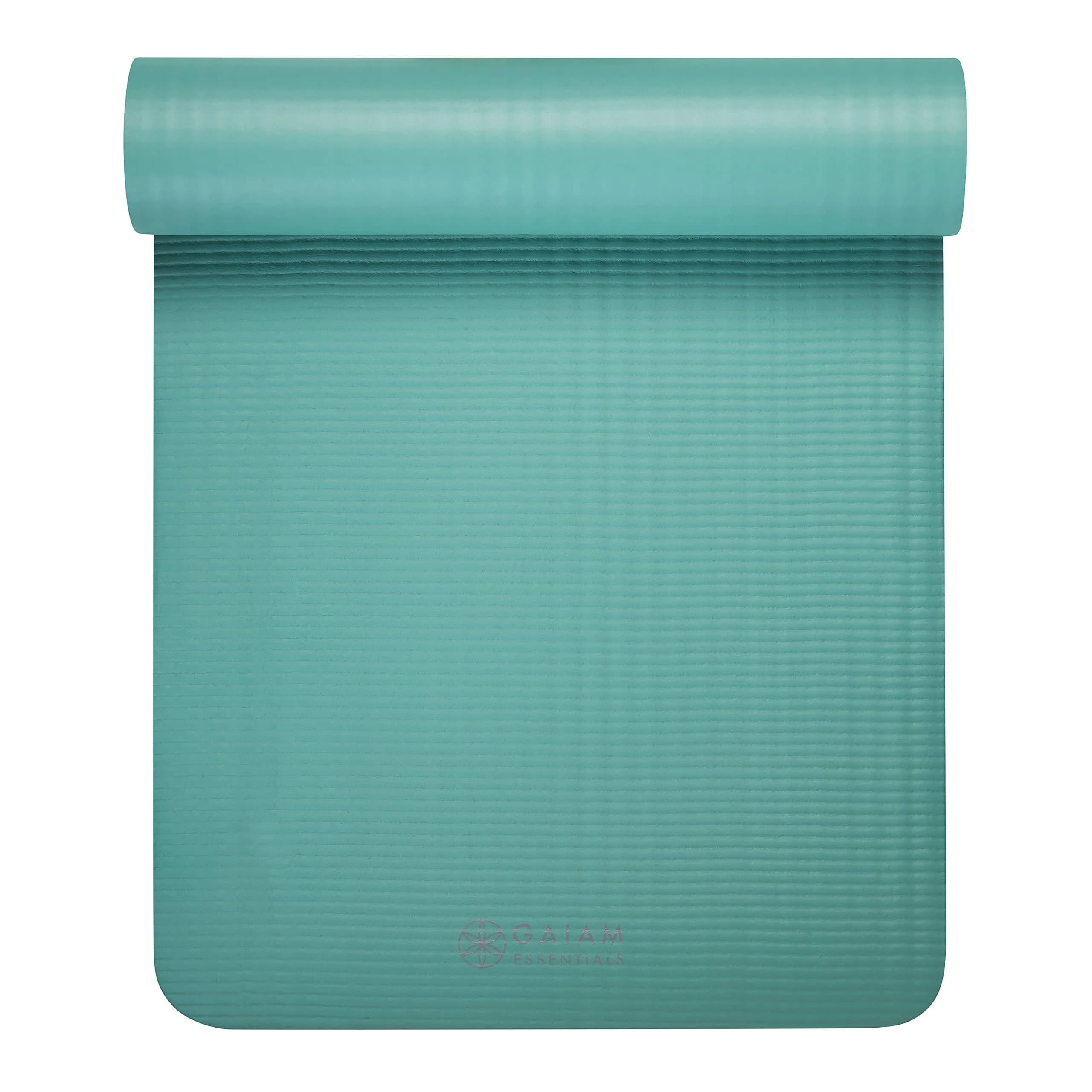 Gaiam Essentials Thick Yoga Mat with Easy-Cinch Strap (Teal, 10mm / 0.39 Inch) | Extra-Thick Cushioning for Joint Comfort - view 8