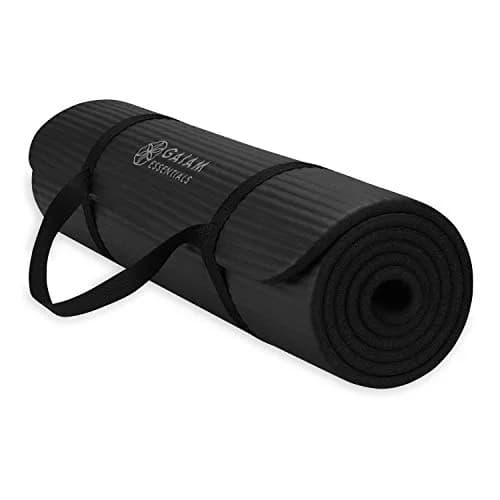 Gaiam Essentials Thick Yoga Mat with Easy-Cinch Strap (Black, 10mm / 0.4 Inch) thumbnail 1