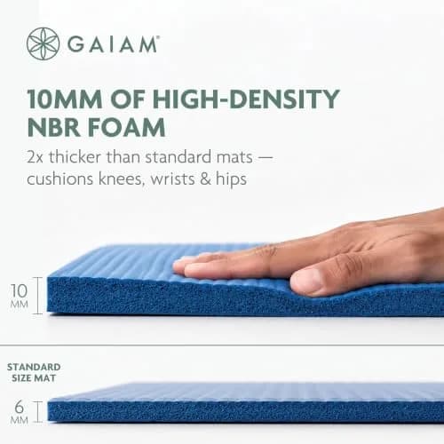 Gaiam Essentials Thick Yoga Mat with Easy-Cinch Strap (Black, 10mm / 0.4 Inch) thumbnail 2